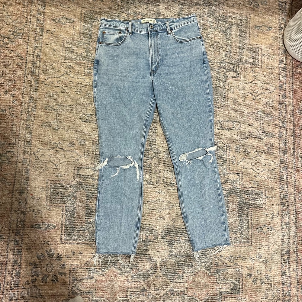 Abercrombie Distressed Blue Skinny Jeans